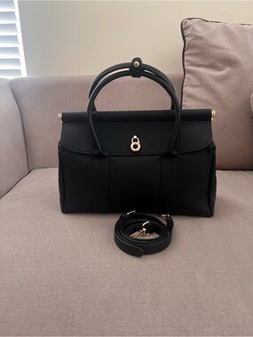 Loom bag Black Top-Handle Satchel with Gold Hardware